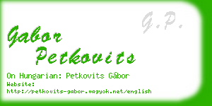 gabor petkovits business card